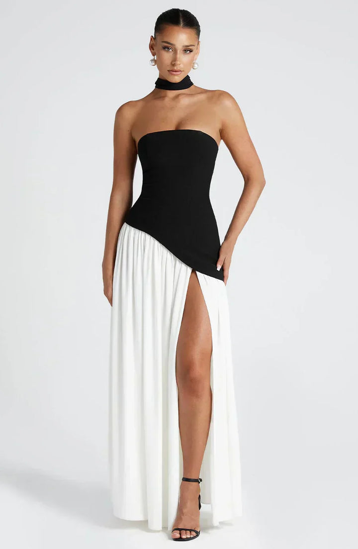 Damen Asymmetrisches Maxi Kleid für in Schwarz 2