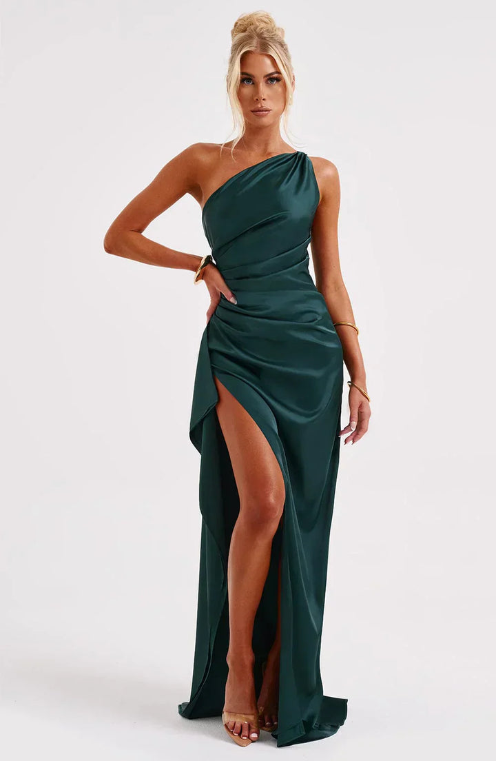 Damen Asymmetrisches Maxikleid für festliche Anlässe in Dunkelpetrol