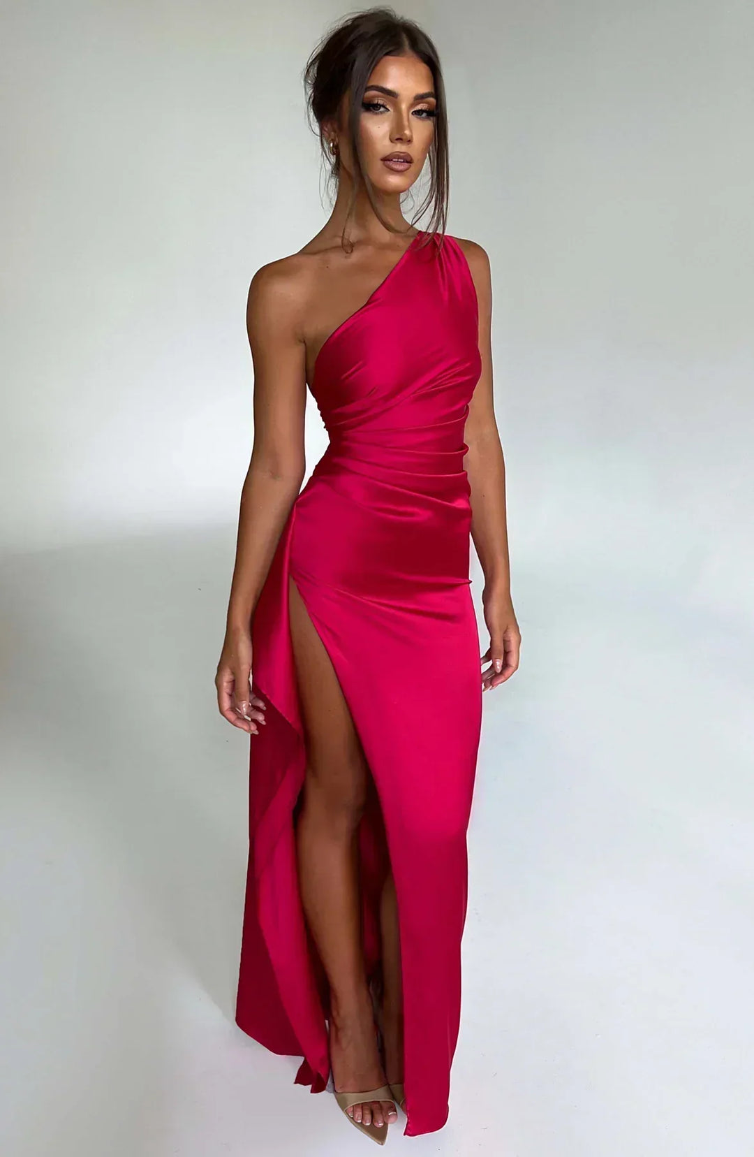Damen Asymmetrisches Maxikleid für festliche Anlässe in Rot