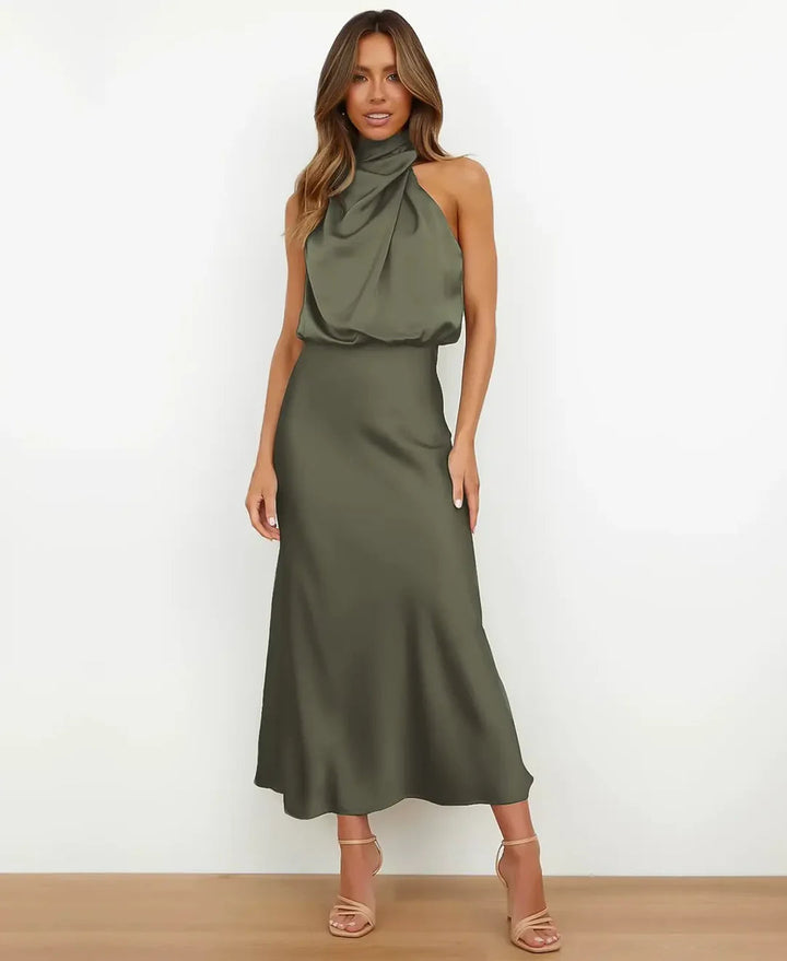 Damen Baumwoll-Midikleid für Hochzeitsgäste in Grün