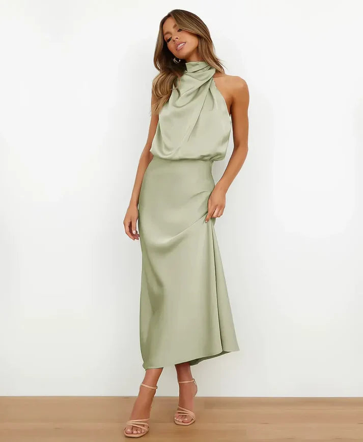 Damen Baumwoll-Midikleid für Hochzeitsgäste in Hellgrün
