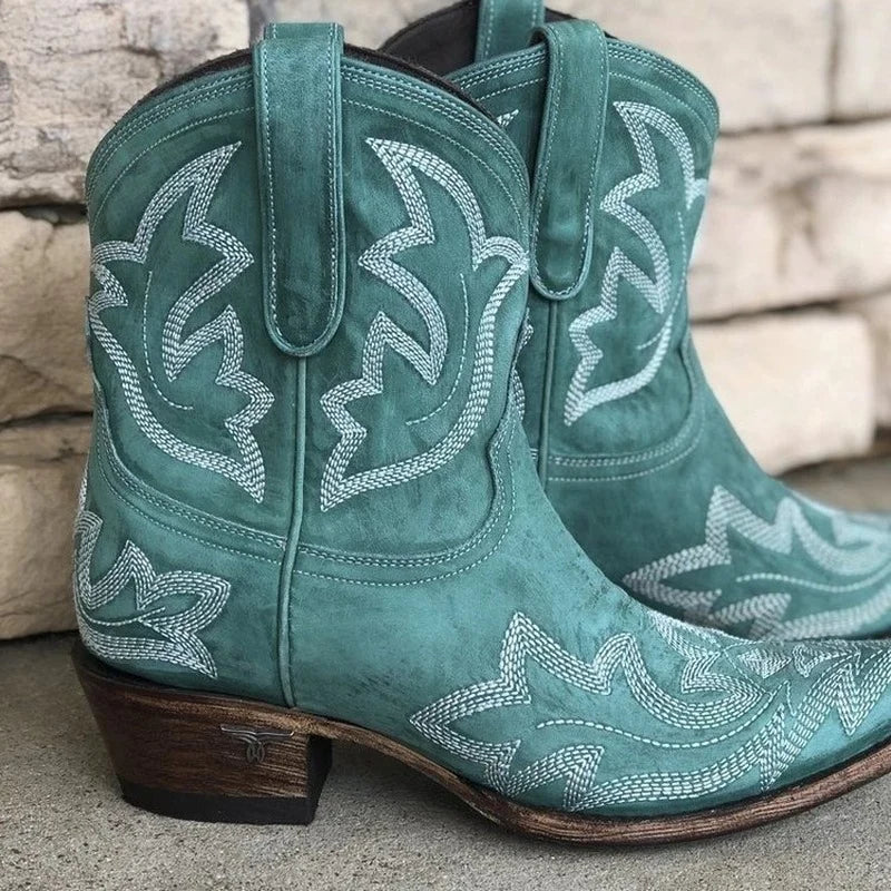 Damen Bestickte Lederstiefel im Cowboy-Stil (3)
