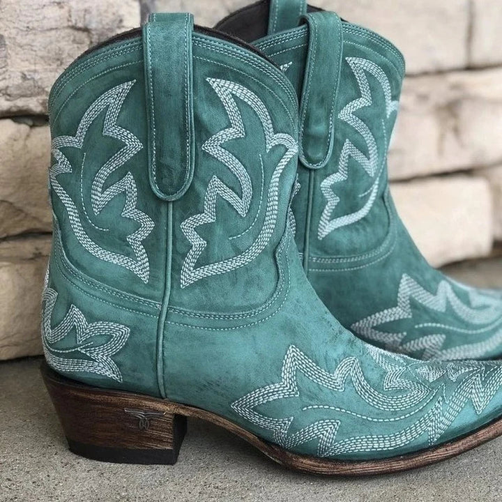 Damen Bestickte Lederstiefel im Cowboy-Stil (3)