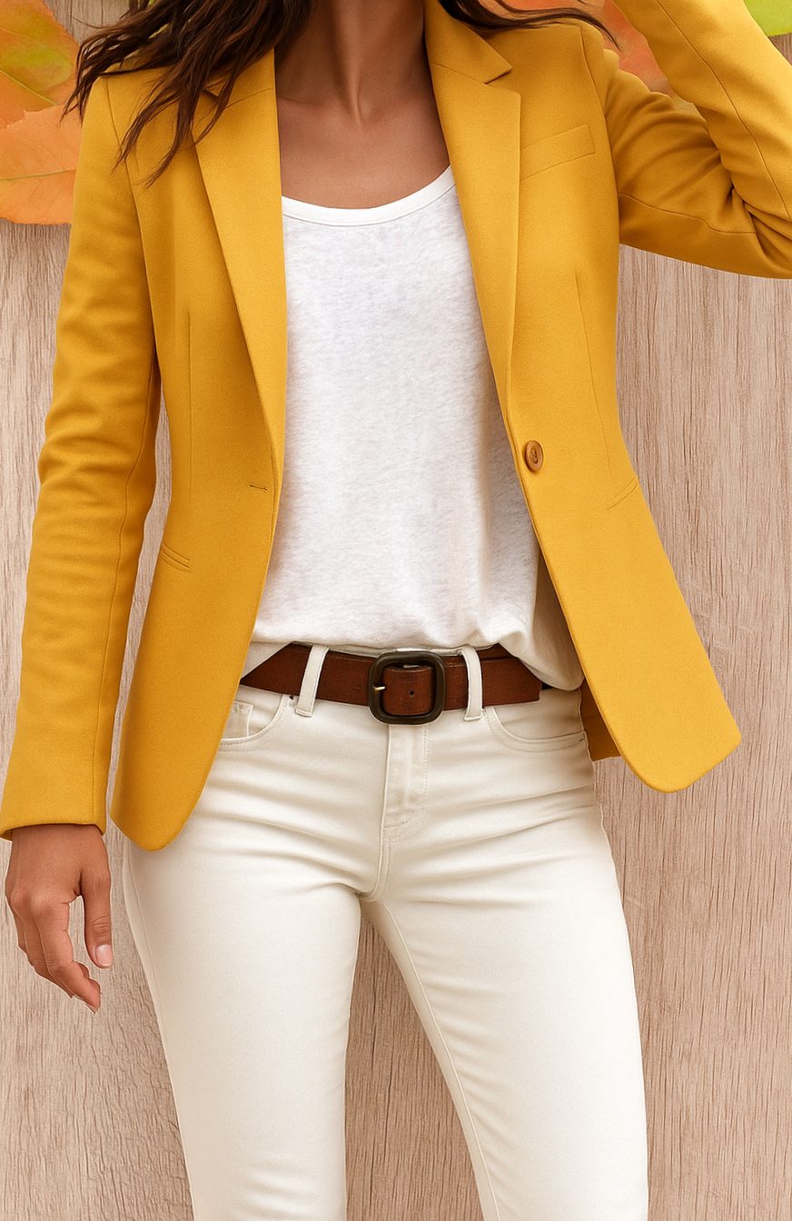 Damen Blazer Tailliert für Elegante Businesslooks in Gelb