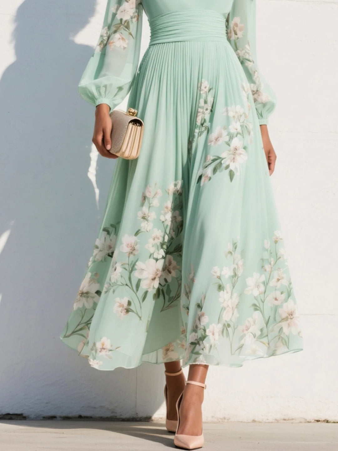 Damen Blumenmuster Midikleid für Hochzeitsgäste (5)