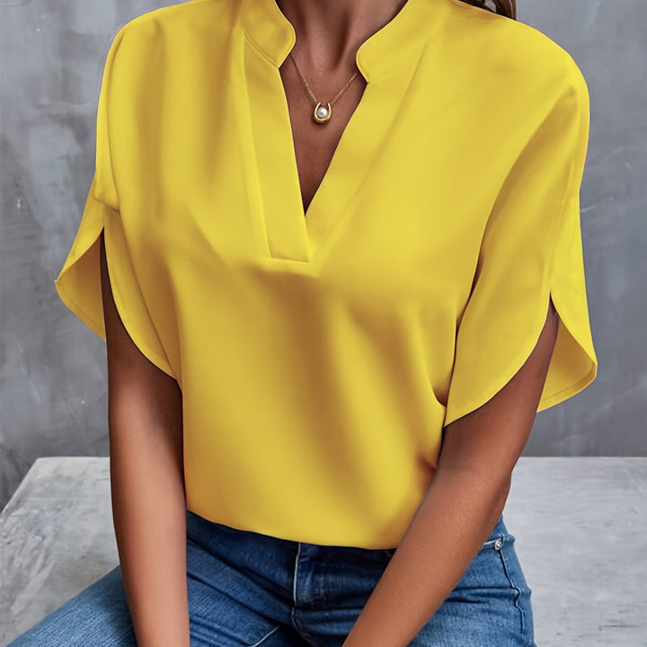 Damen Bluse aus Baumwoll-Viskose für Sommer in Gelb