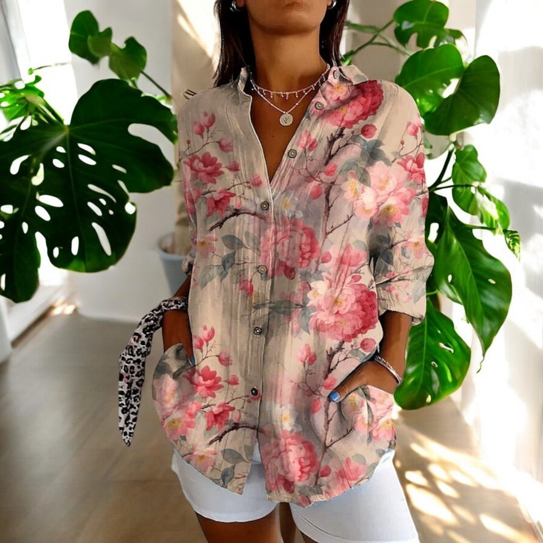 Damen Bluse im eleganten Vintage-Stil in Blume