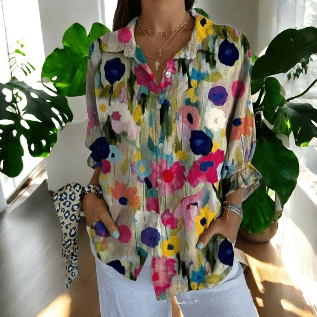 Damen Bluse im eleganten Vintage-Stil in Canvas