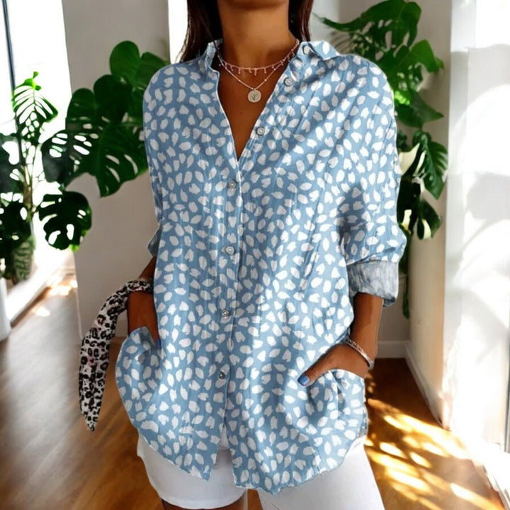 Damen Bluse im eleganten Vintage-Stil in Hellblau