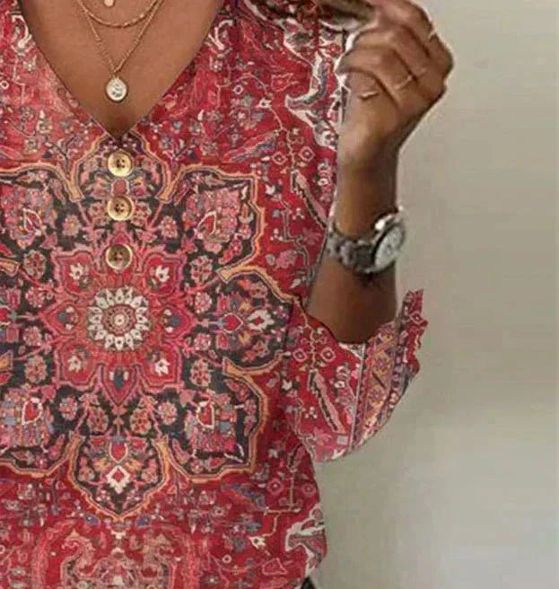 Damen Bluse im Ethno-Boho-Stil in Rot 3
