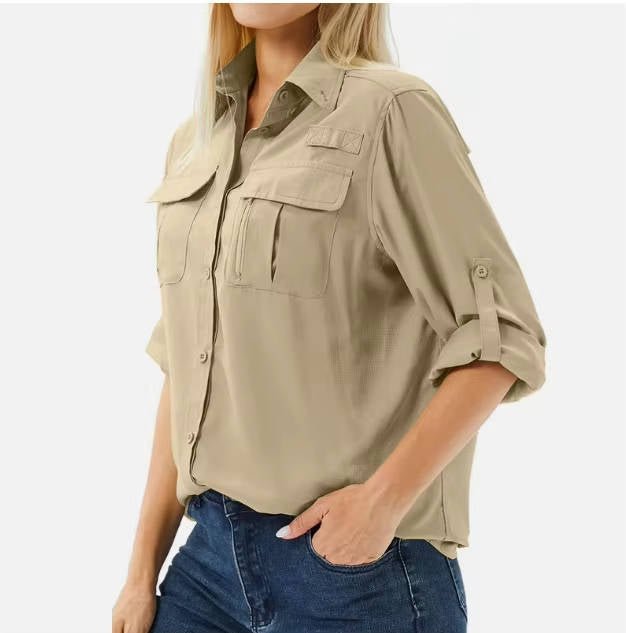 Damen Bluse im Outdoor-Stil mit Sonnenschutz (7)