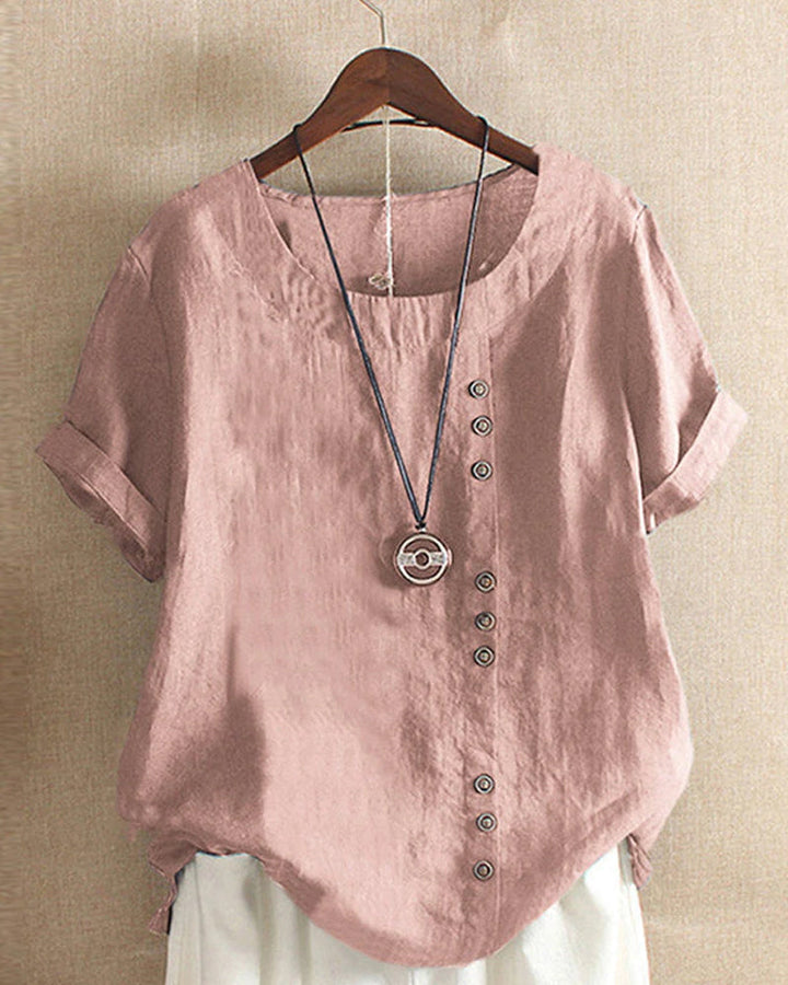 Damen Bluse Kurzarm im Casual-Look in Rosa