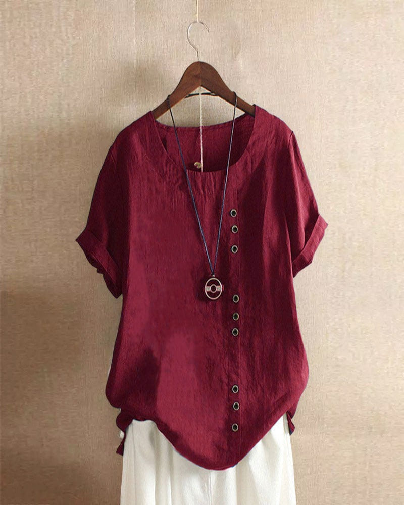 Damen Bluse Kurzarm im Casual-Look in Rot