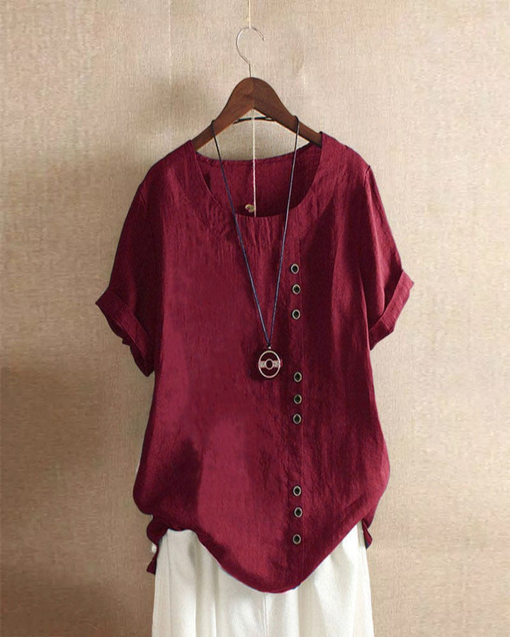 Damen Bluse Kurzarm im Casual-Look in Rot