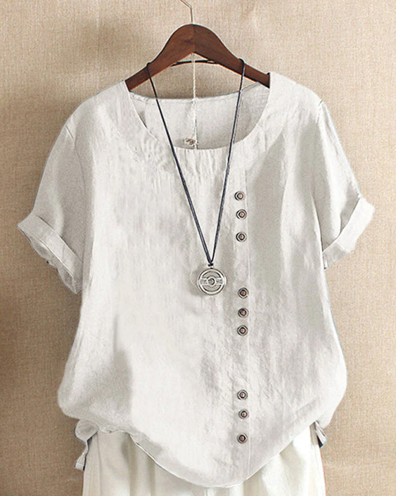 Damen Bluse Kurzarm im Casual-Look in Weiß