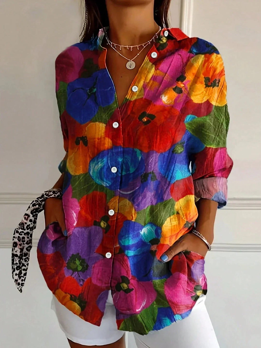 Damen Bluse mit lebendigen Mustern in Mix 2