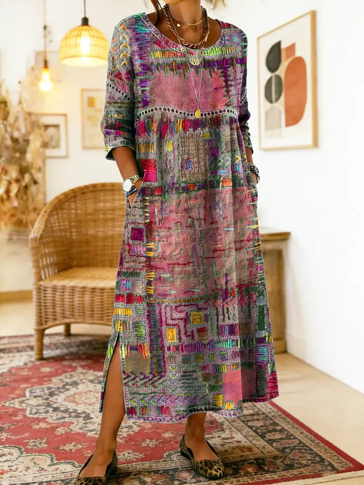 Damen Boho-Kleid mit Ethno-Patchwork (6)
