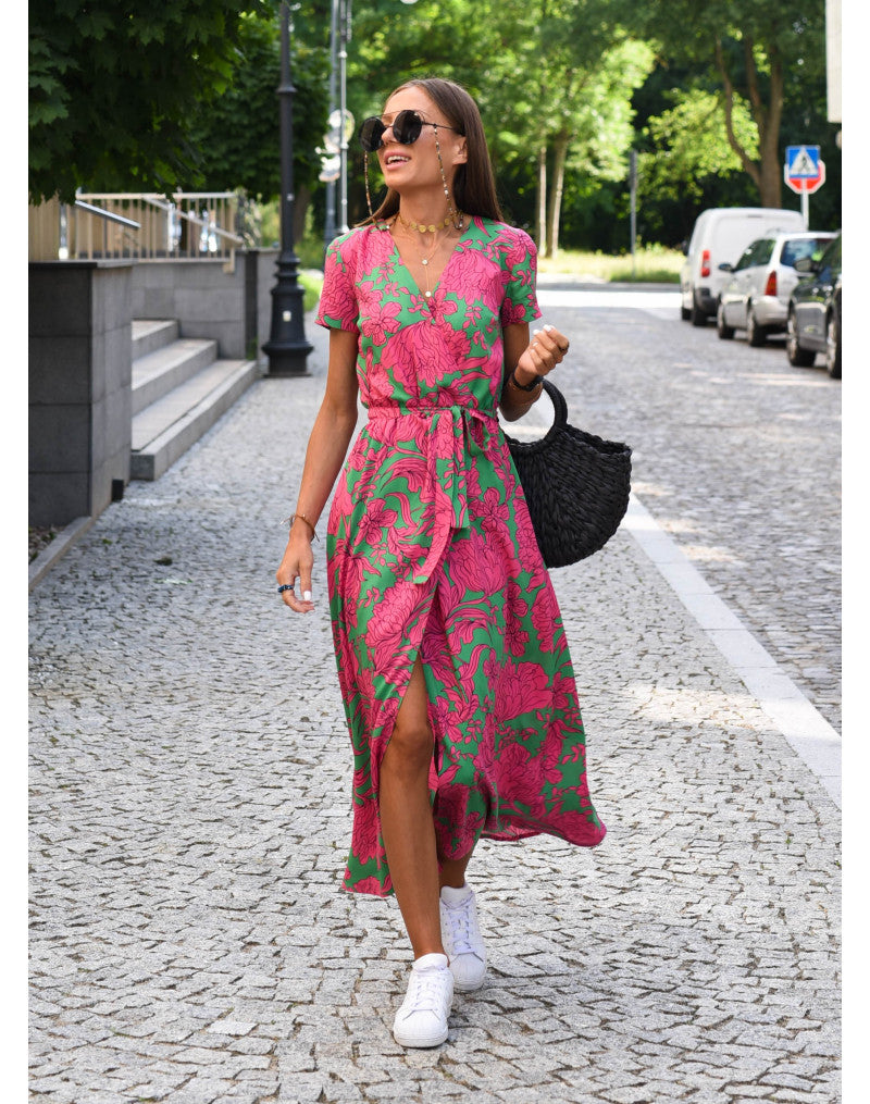 Damen Boho Maxikleid für Hochzeitsgäste in Rote Punkte 2