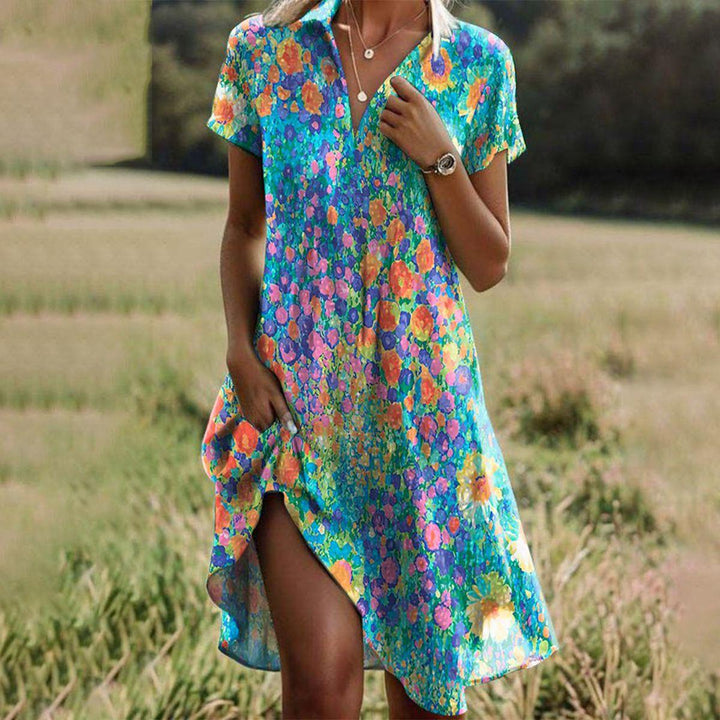 Damen Boho Sommerkleid für den Strand in Mehrfarbig