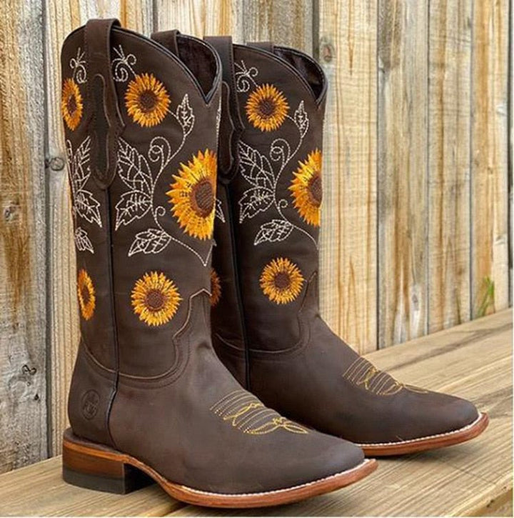 Damen Boho-Western Lederstiefel für Festivals (2)