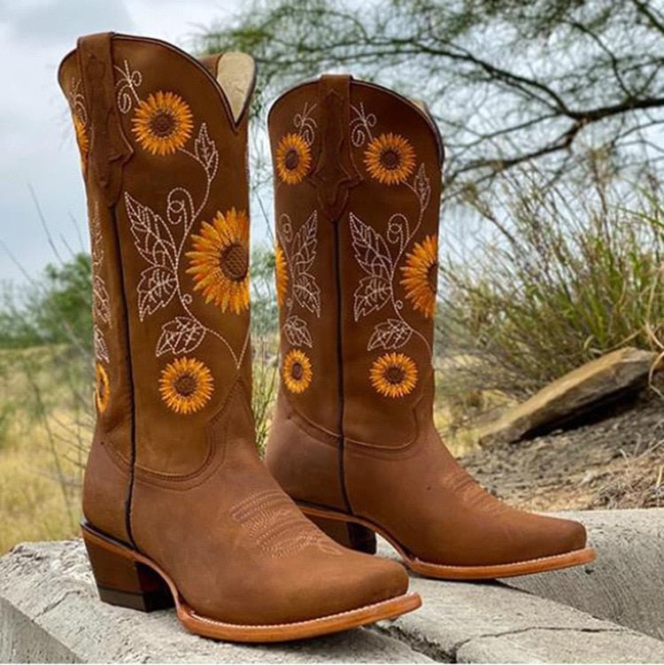 Damen Boho-Western Lederstiefel für Festivals (3)