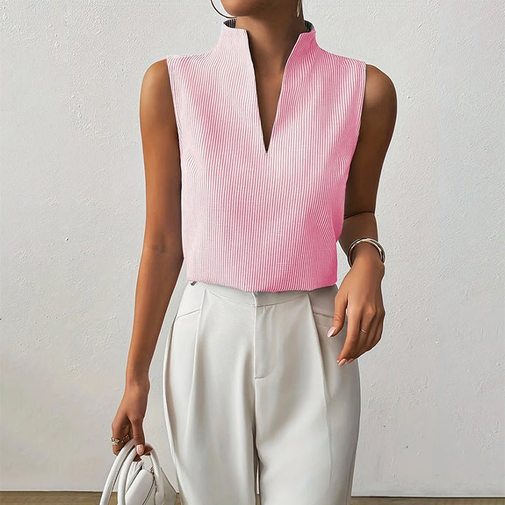 Damen Büro-Bluse mit feinen Streifen in Rosa