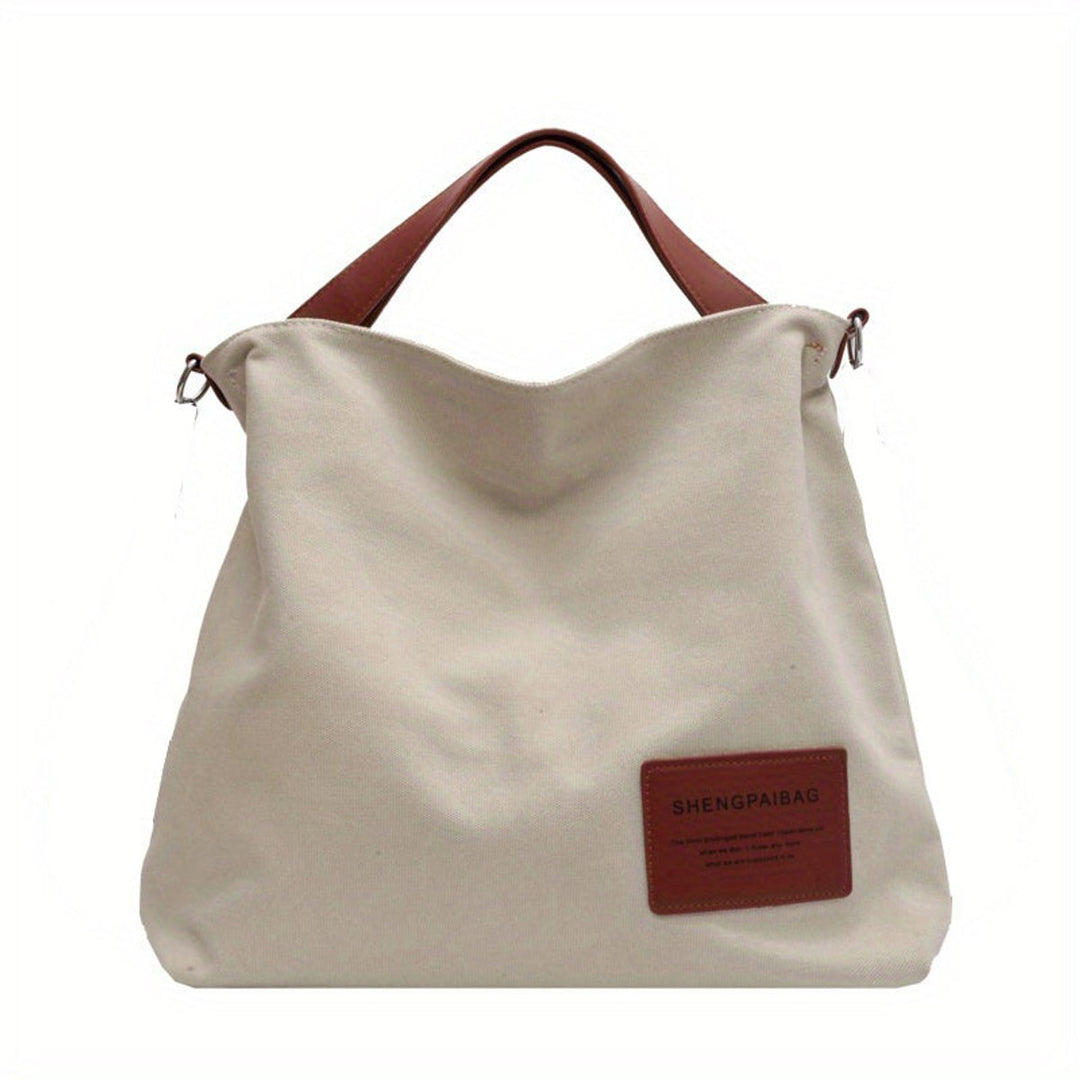 Damen Canvas Schultertasche für den Alltag in Creme