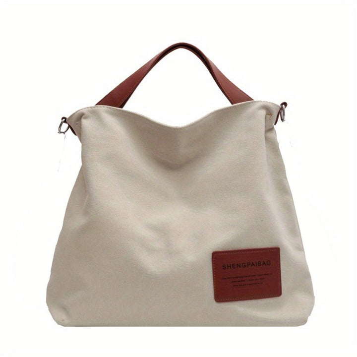 Damen Canvas Schultertasche für den Alltag in Creme