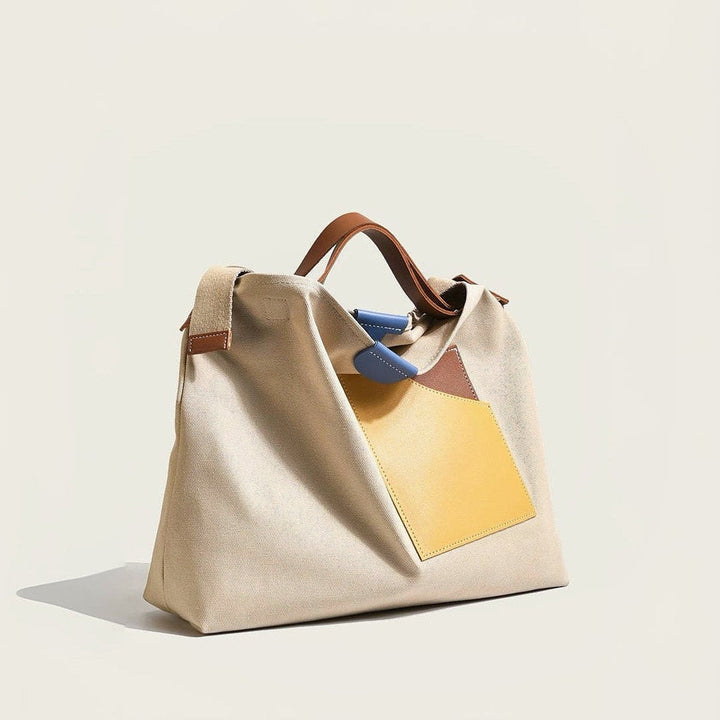 Damen Canvas Schultertasche mit modernem Farbblock-Design (3)