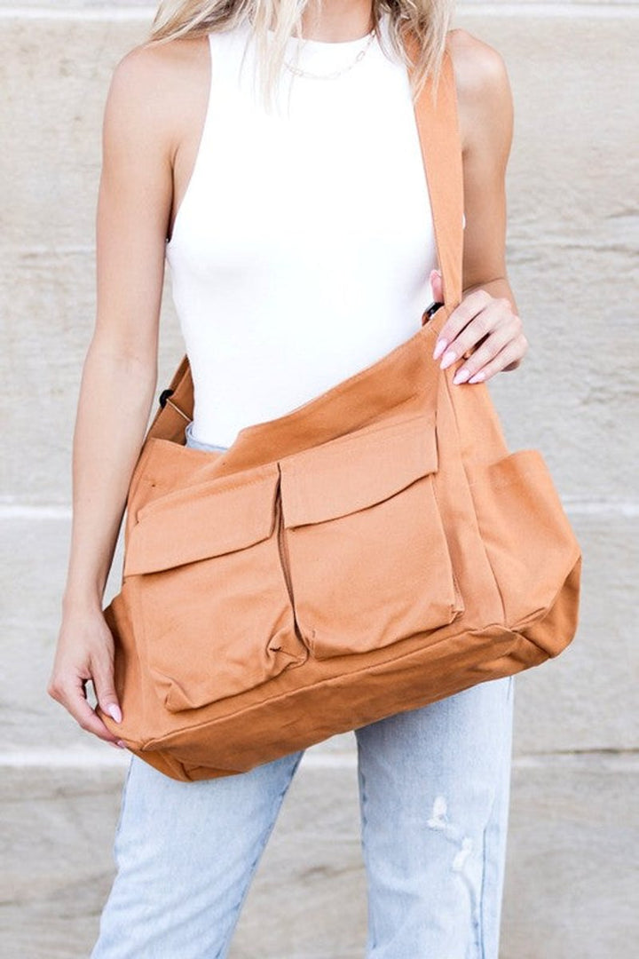 Damen Canvas Umhängetasche für jeden Tag in Braun