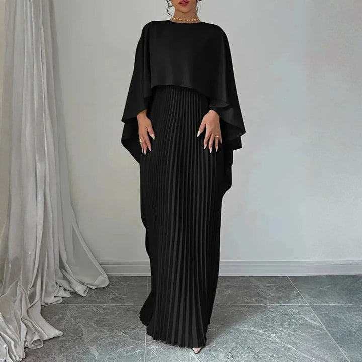 Damen Cape-Maxikleid für elegante Hochzeitsgäste in Schwarz