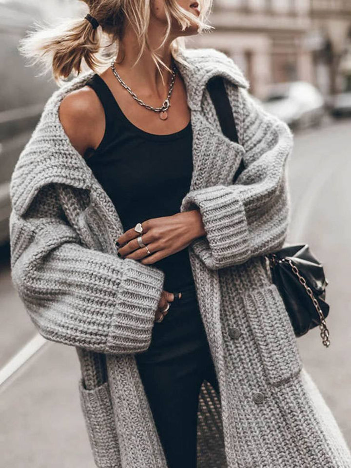 Damen Cardigan aus Rippstrick, Oversized Maxi-Schnitt (4)