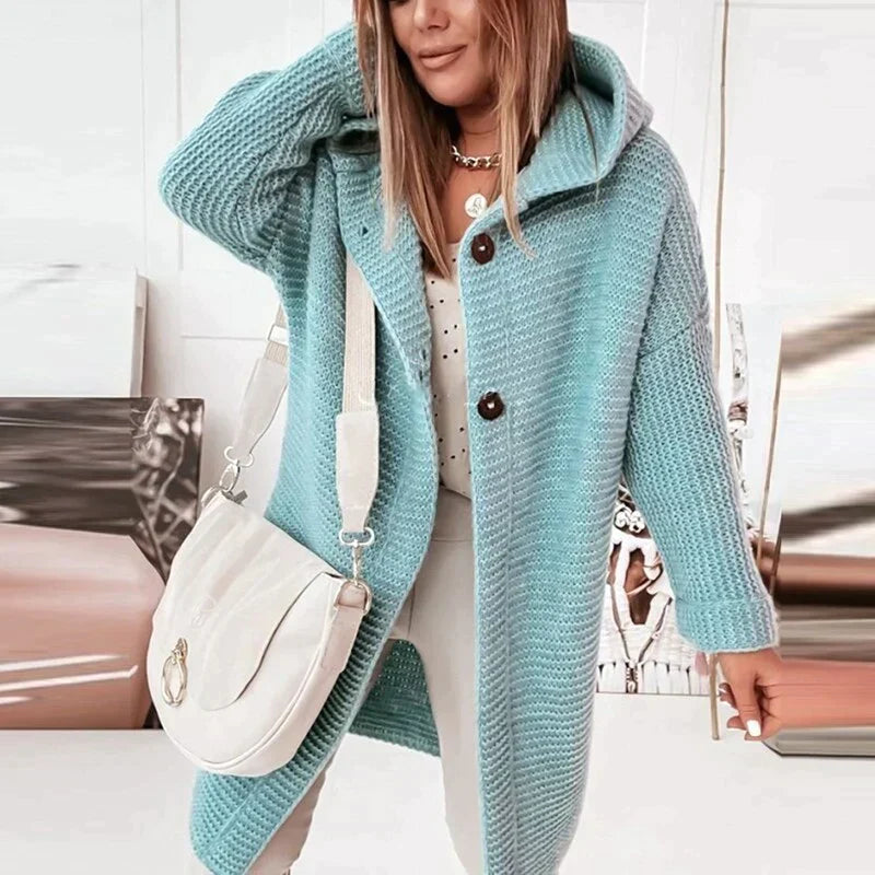 Damen Cardigan mit Kapuze für den Herbst in Blau