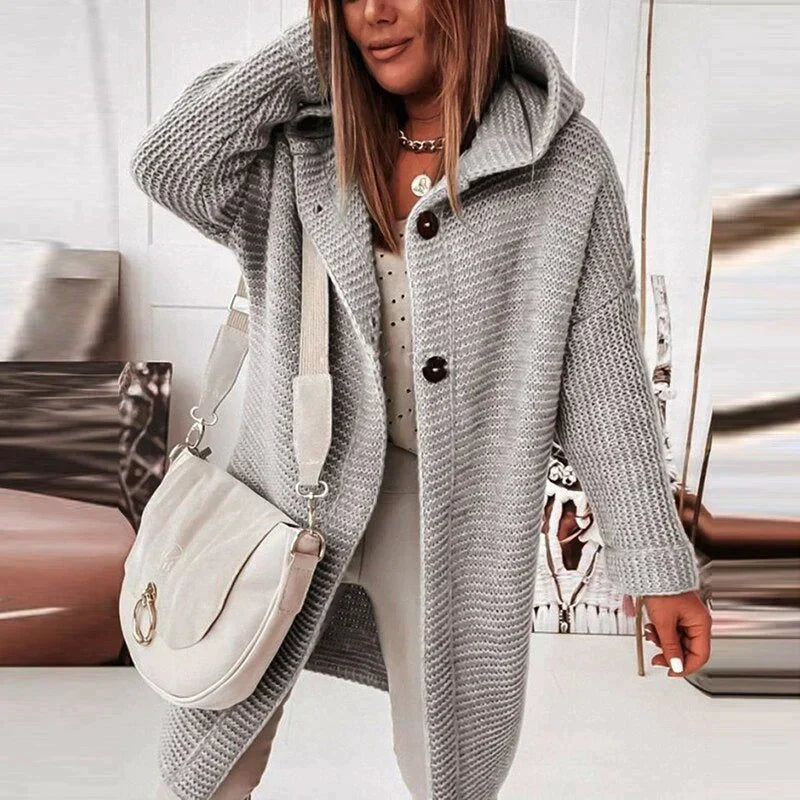 Damen Cardigan mit Kapuze für den Herbst in Grau