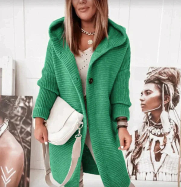 Damen Cardigan mit Kapuze für den Herbst in Grün