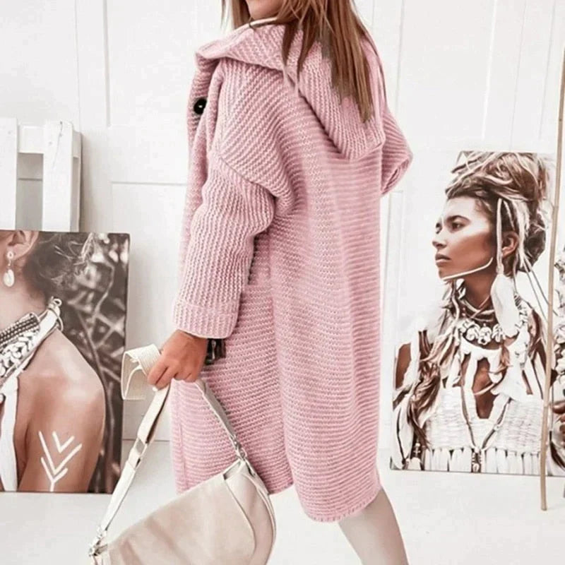 Damen Cardigan mit Kapuze für den Herbst in Rosa 2