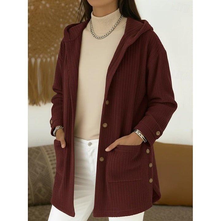 Damen Cardigan mit Seitentaschen für Herbst in Weinrot
