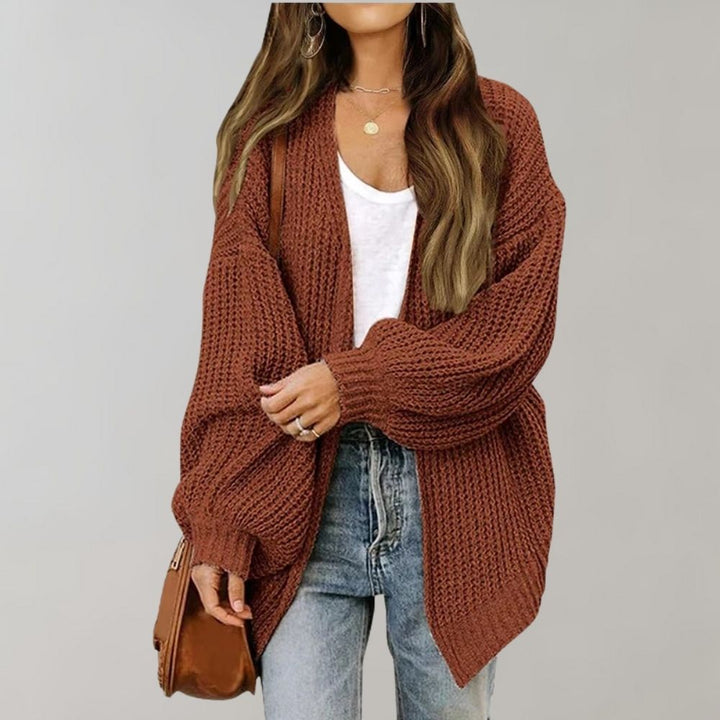 Damen Cardigan mit weichem Strick für Alltag in Kaffee