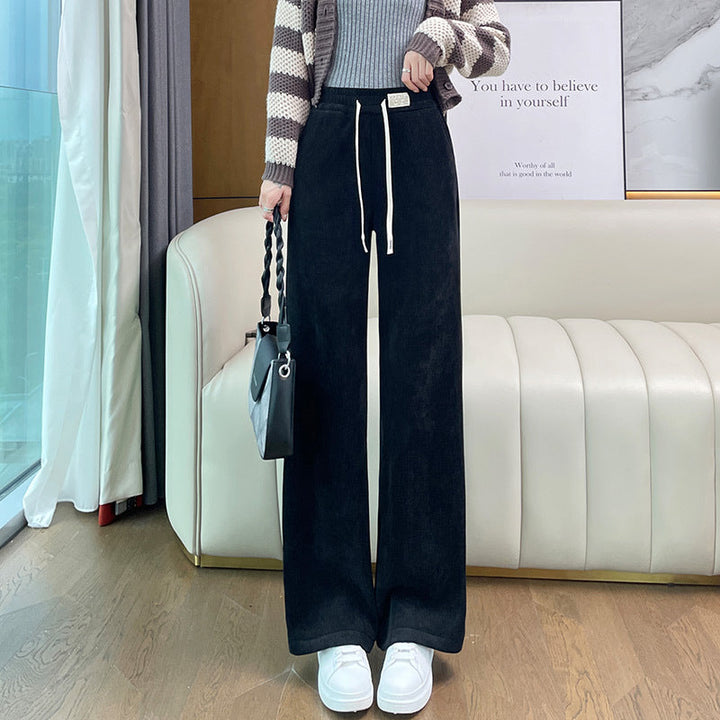 Damen Cargohose aus Chenille mit wärmender Fütterung in Tasche Premium Schwarz 02 dünn