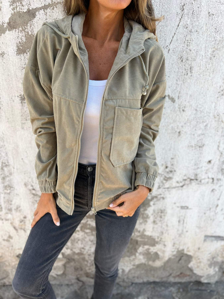 Damen Casual-Jacke aus Baumwolle für Herbst in Grün