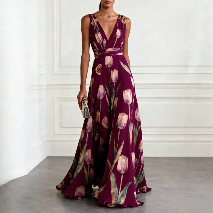 Damen Chiffon Maxikleid für festliche Hochzeitsgäste in Bordeaux