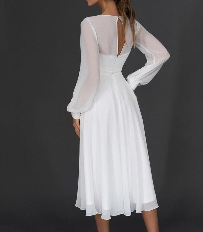 Damen Chiffon Midikleid für Hochzeitsgäste (2)