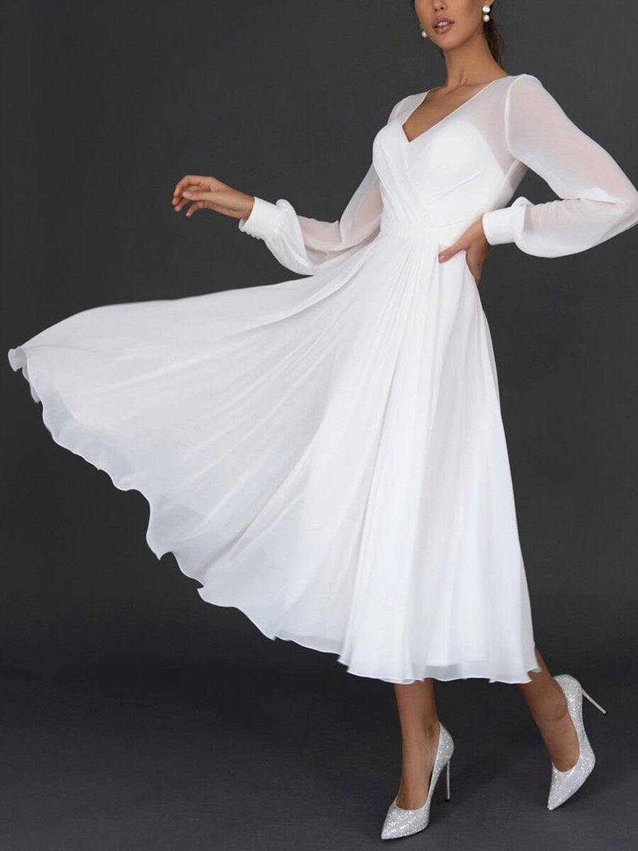 Damen Chiffon Midikleid für Hochzeitsgäste (3)