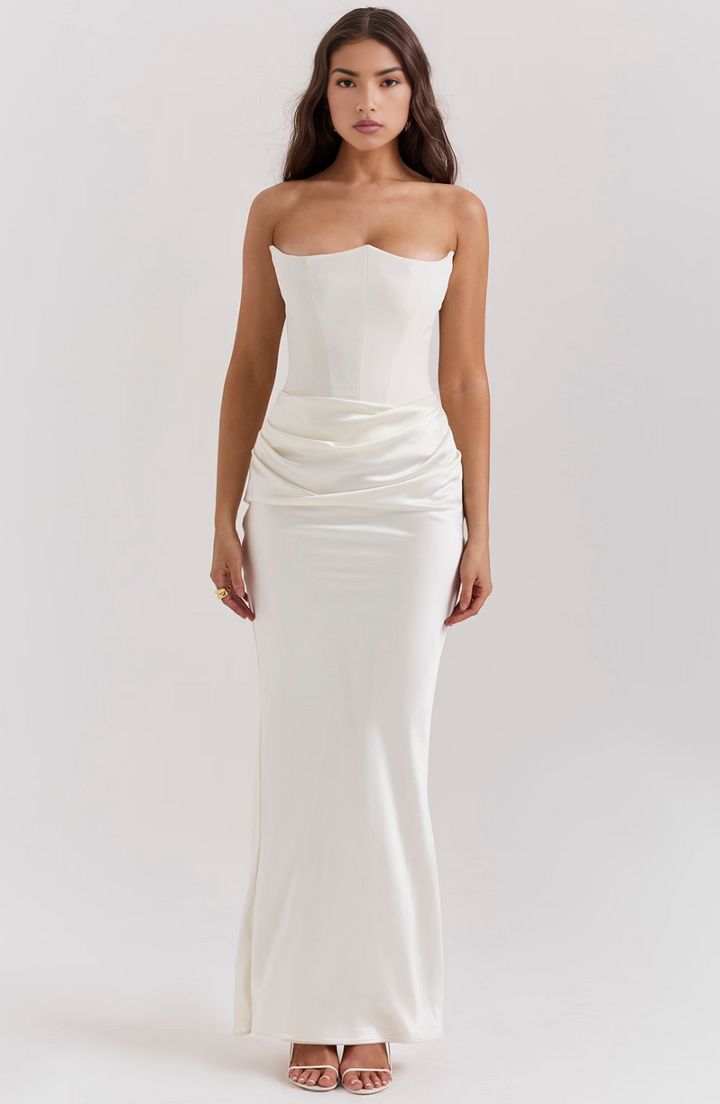 Damen Cocktailkleid Maxilänge für festliche Abende in Weiß 1