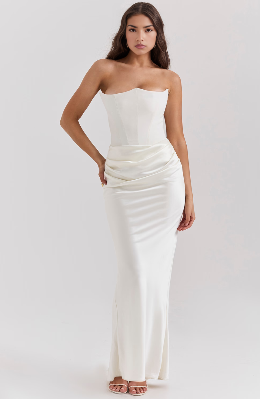 Damen Cocktailkleid Maxilänge für festliche Abende in Weiß 2