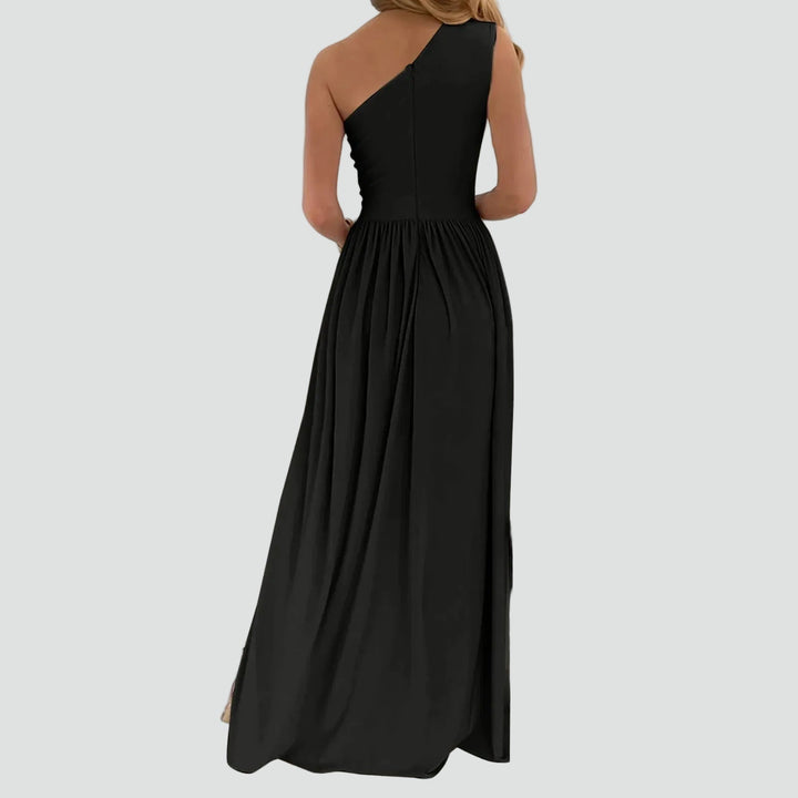 Damen Cocktailkleid mit asymmetrischer Schulter und Maxilänge (4)
