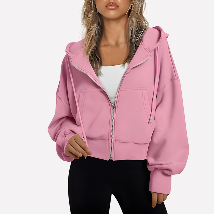 Damen Cropped Zip Hoodie Relaxed Fit (13)