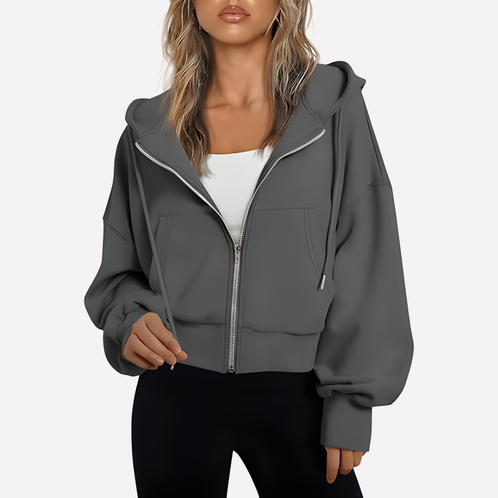 Damen Cropped Zip Hoodie Relaxed Fit (15)