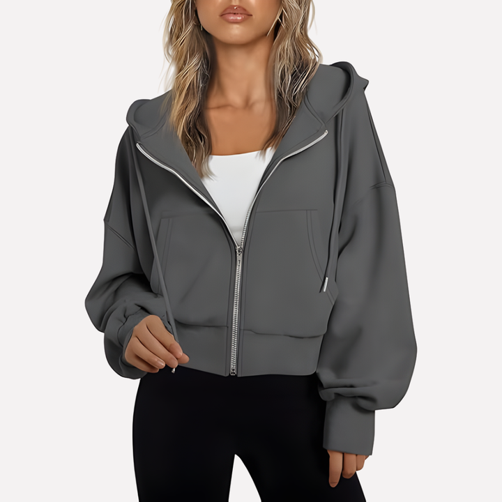 Damen Cropped Zip Hoodie Relaxed Fit (15)