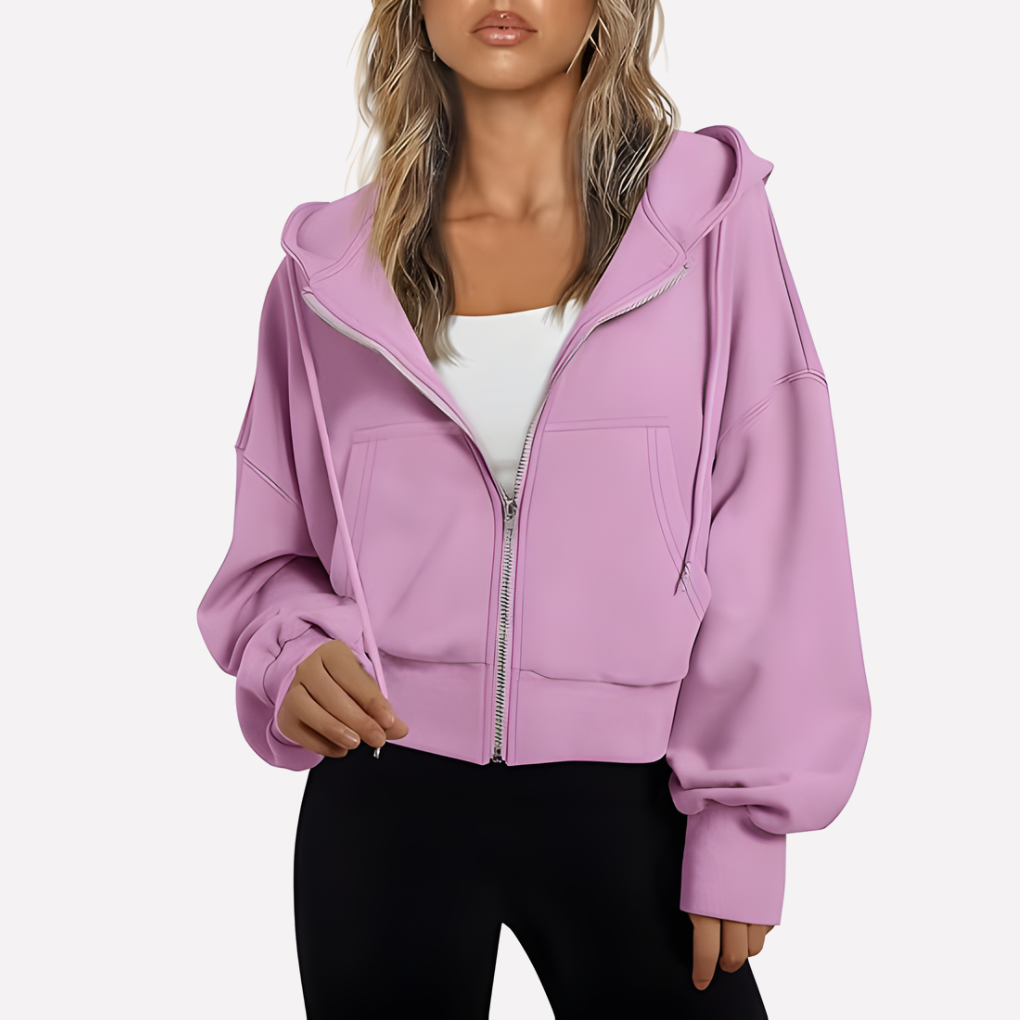 Damen Cropped Zip Hoodie Relaxed Fit (16)